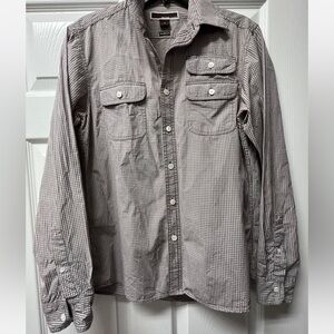 Michael Kors Brown and White Checkered Shirt